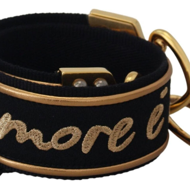 Dolce & Gabbana Black Gold Logo Print Brass Bag Shoulder Strap