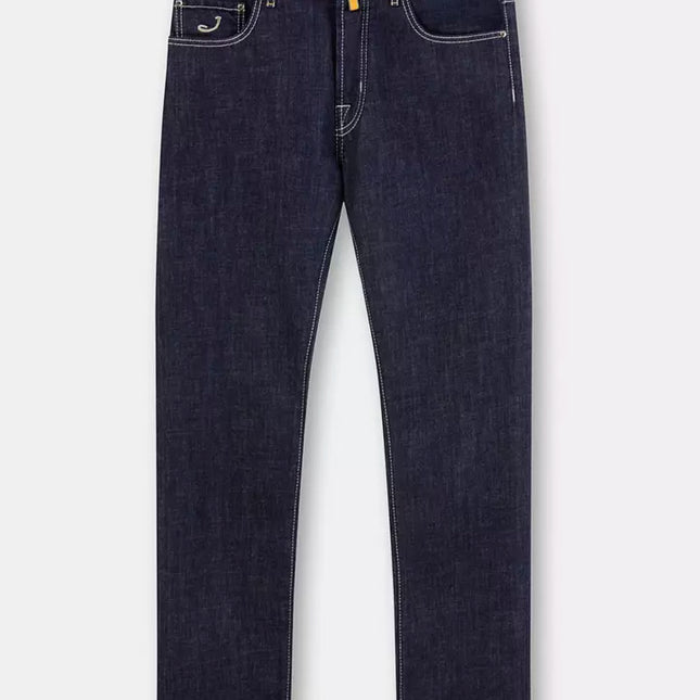 Jacob Cohen Blue Cotton Men Jeans with Straight Leg Cut