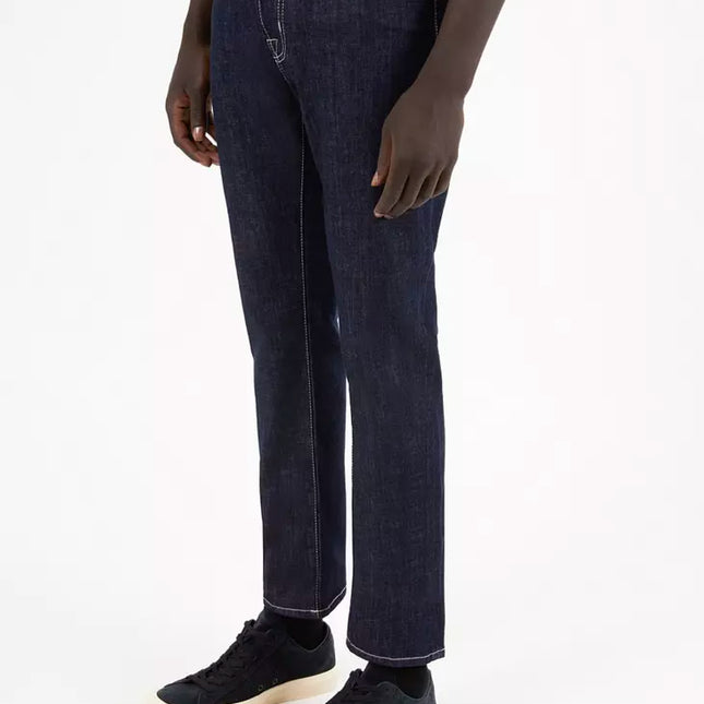 Jacob Cohen Blue Cotton Men Jeans with Straight Leg Cut