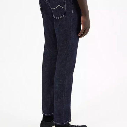 Jacob Cohen Blue Cotton Men Jeans with Straight Leg Cut