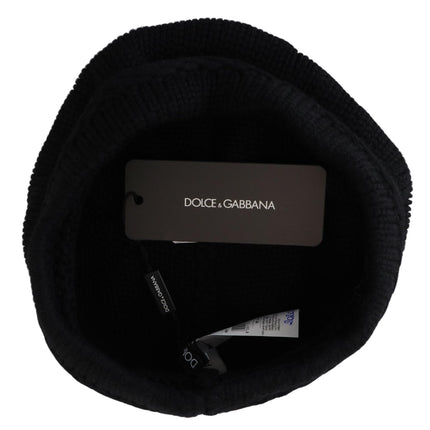 Dolce & Gabbana Black Virgin Wool Women Winter Beanie Cap Hat