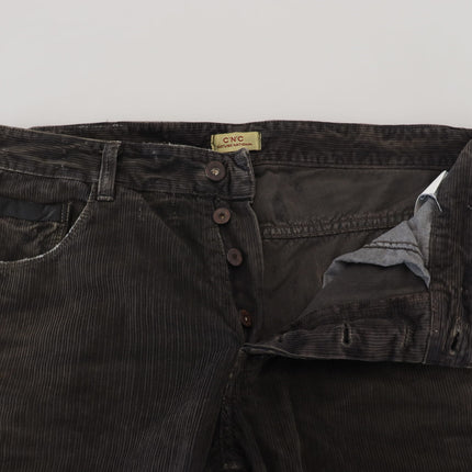 Costume National Gray Cotton Corduroy Men Casual Jeans