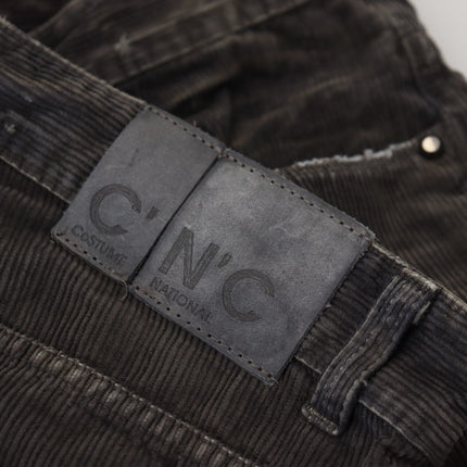 Costume National Gray Cotton Corduroy Men Casual Jeans