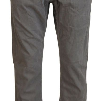 Acht Gray Cotton Straight Fit Folded Hem Casual Denim Jeans
