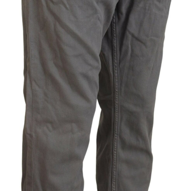 Acht Gray Cotton Straight Fit Folded Hem Casual Denim Jeans