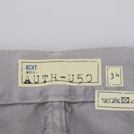 Acht Gray Cotton Straight Fit Folded Hem Casual Denim Jeans