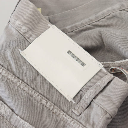 Acht Gray Cotton Straight Fit Folded Hem Casual Denim Jeans