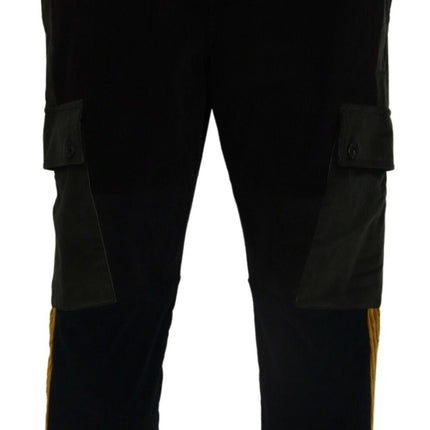 Dolce & Gabbana Black Yellow Cotton Men Pants