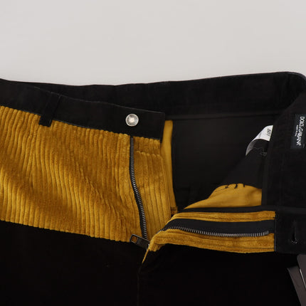 Dolce & Gabbana Black Yellow Cotton Men Pants