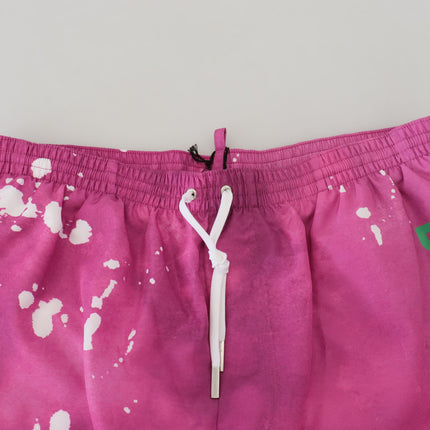 Dsquared² Pink Tie Dye Logo Men Beachwear Shorts Swimwear
