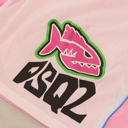 Dsquared² White Pink Logo Print Men Beachwear Shorts Swimwear