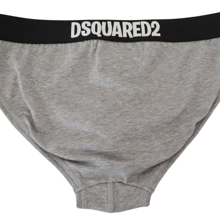 Dsquared² Gray DSURF Logo Cotton Stretch Men Brief Underwear
