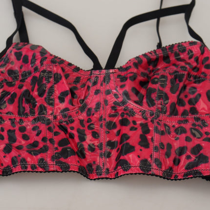Dolce & Gabbana Pink Leopard Print Cropped Bustier Corset Top