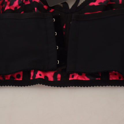 Dolce & Gabbana Pink Leopard Print Cropped Bustier Corset Top