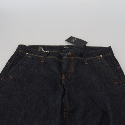 Costume National Blue Low Waist Straight Denim Pants Jeans