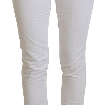 Dondup White High Waist Tapered Women Pants