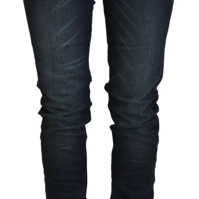 Acht Blue Washed Low Waist Slim Fit Cotton Denim Jeans