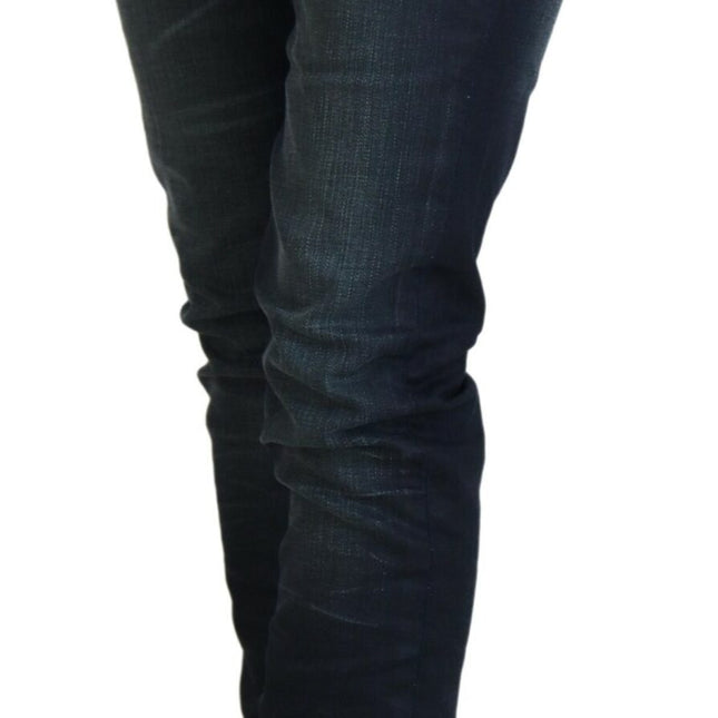 Acht Blue Washed Low Waist Slim Fit Cotton Denim Jeans