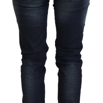 Acht Blue Washed Low Waist Slim Fit Cotton Denim Jeans