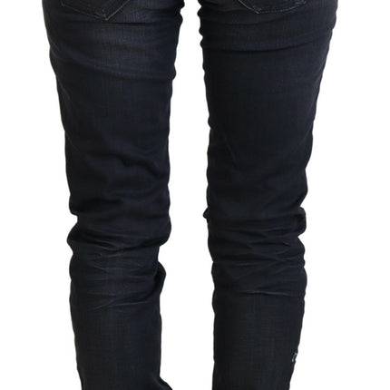 Acht Black Washed Low Waist Slim Fit Cotton Denim Jeans