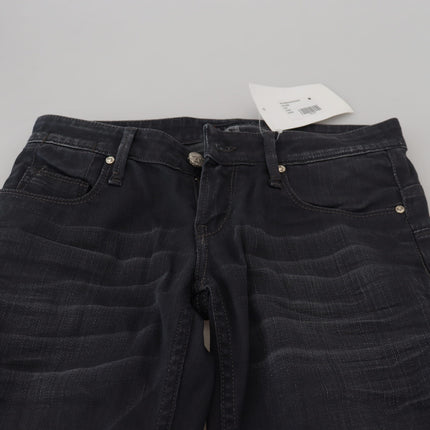 Acht Black Washed Low Waist Slim Fit Cotton Denim Jeans