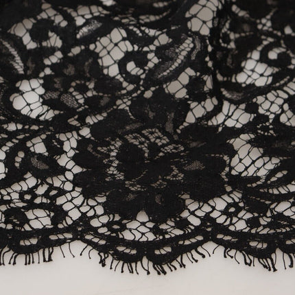Dolce & Gabbana Black Floral Lace Cotton Shift Mini Dress