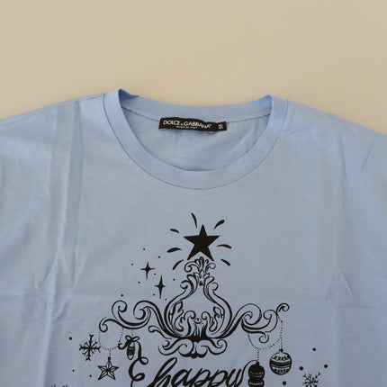 Dolce & Gabbana Light Blue Happy New Year 2017 Cotton T-shirt