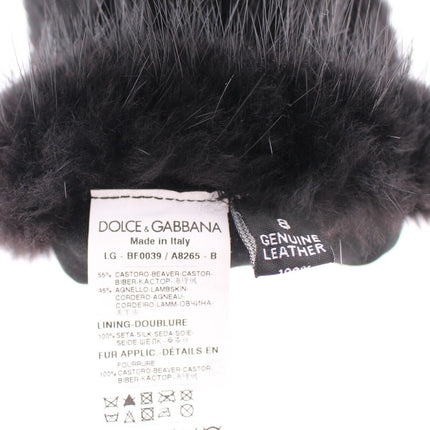 Dolce & Gabbana Black Beaver Fur Lambskin Leather Elbow Gloves