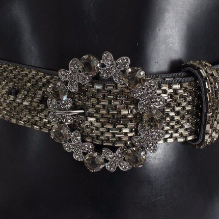 Dolce & Gabbana Multicolor Wide Crystal Buckle Sequined Belt