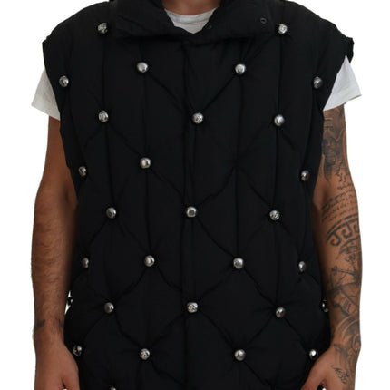 Dolce & Gabbana Black Sleeveless DG Metal Embellishment Jacket