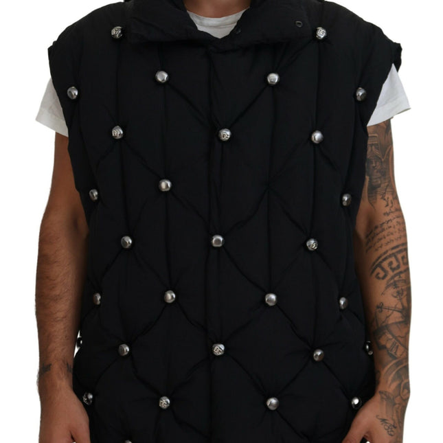 Dolce & Gabbana Black Sleeveless DG Metal Embellishment Jacket