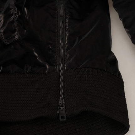 Dolce & Gabbana Black Nylon Hooded Full Zip Bomber Jacket