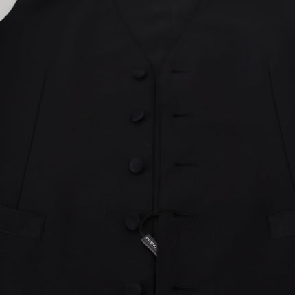 Dolce & Gabbana Black Virgin Wool Waistcoat Formal Vest