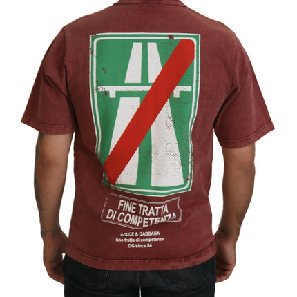 Dolce & Gabbana Maroon Print Round Neck Short Sleeves T-shirt