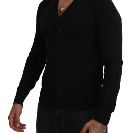 Dolce & Gabbana Black Cashmere Button Down Cardigan Sweater