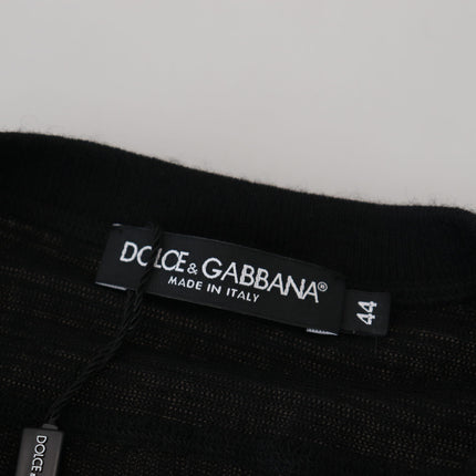 Dolce & Gabbana Black Cashmere Button Pullover Sweater
