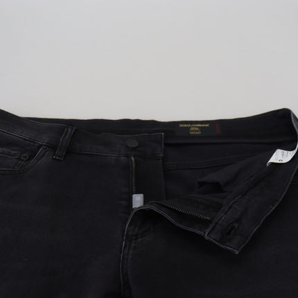 Dolce & Gabbana Black Angel Embroidery Skinny Denim Jeans