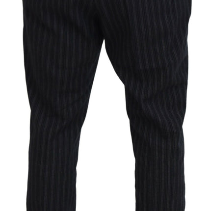 Dolce & Gabbana Dark Gray Stripes Chino Dress Pants