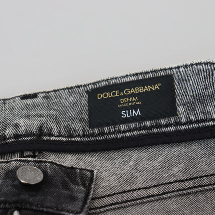 Dolce & Gabbana Grey Washed Cotton Slim Fit Men Denim Jeans