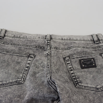 Dolce & Gabbana Grey Washed Cotton Slim Fit Men Denim Jeans