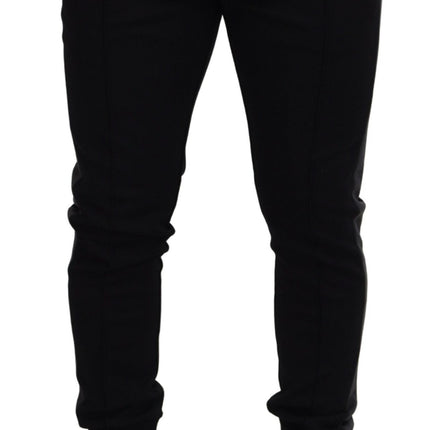 Dolce & Gabbana Black Wool Horseshoe Jogger Pants
