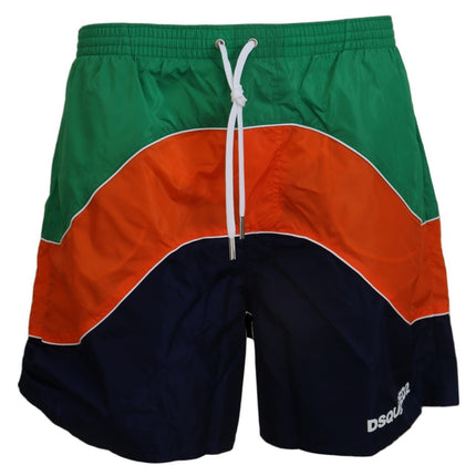 Dsquared² Multicolor Logo Print Men Beachwear Swimwear Short