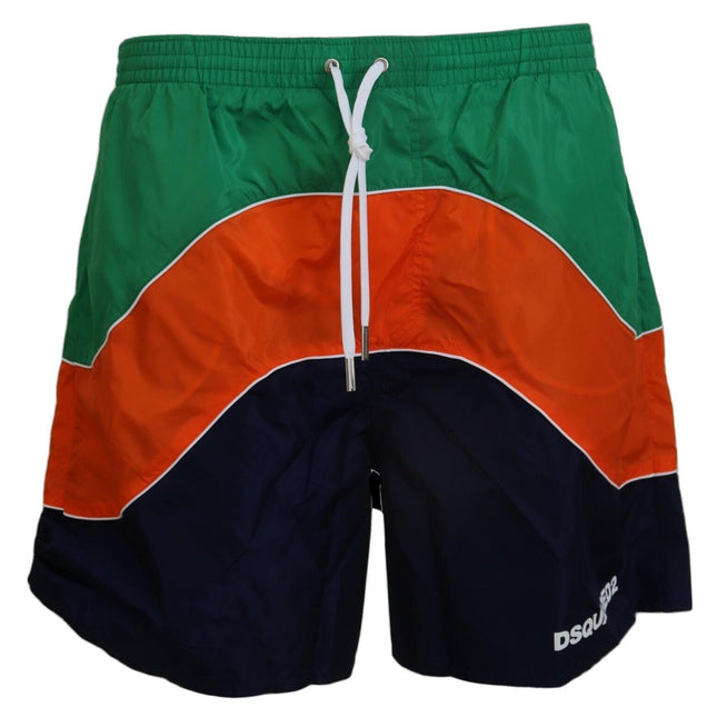 Dsquared² Multicolor Logo Print Men Beachwear Swimwear Short