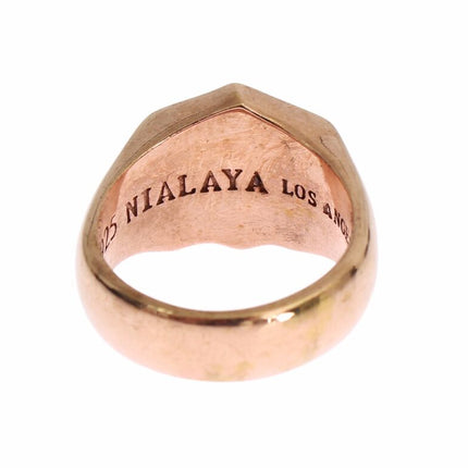 Nialaya Pink Gold 925 Silver Authentic Clear Ring