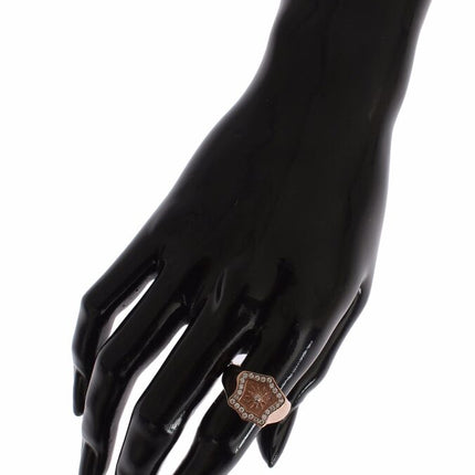 Nialaya Pink Gold 925 Silver Authentic Clear Ring