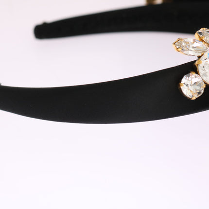 Dolce & Gabbana Black Crystal White Hair Parrucchiera Headband Diadem