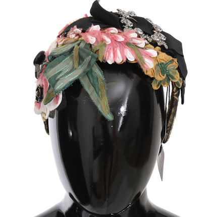 Dolce & Gabbana Multicolor Tiara Floral Crystal Bow Diadem Headband