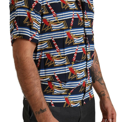 Dolce & Gabbana Multicolor Beach Chair Short Sleeves Shirt