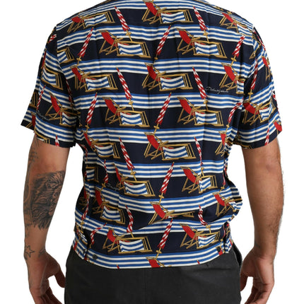 Dolce & Gabbana Multicolor Beach Chair Short Sleeves Shirt