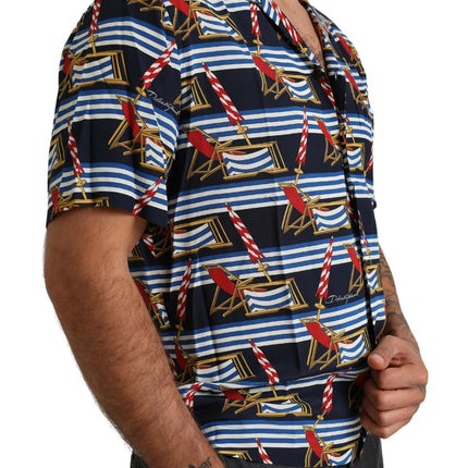 Dolce & Gabbana Multicolor Beach Chair Short Sleeves Shirt